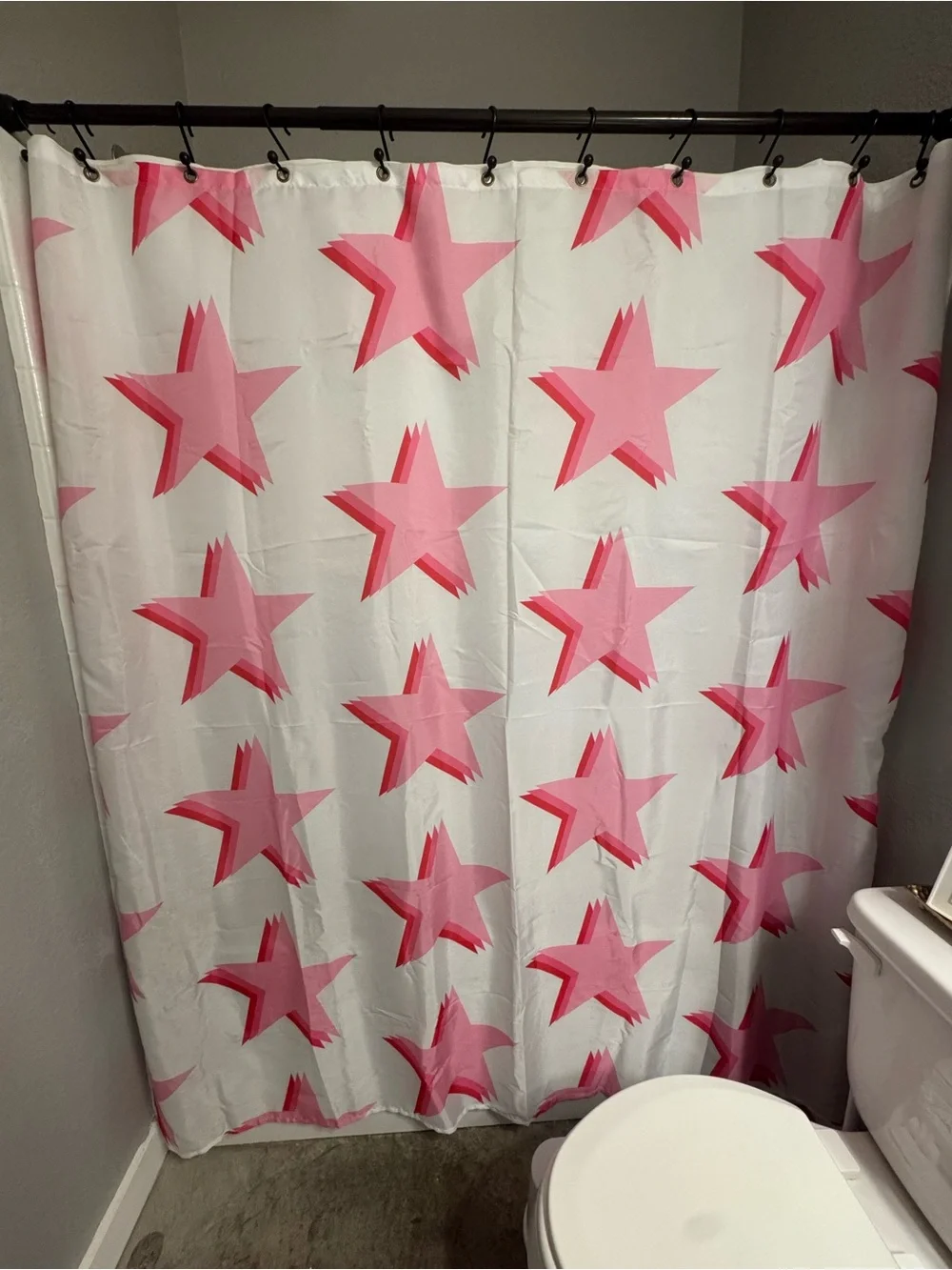 Pink Star Pattern Shower Curtain